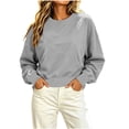 thumbnail image 2 of Horkkom Sweatshirt for Women Long Sleeve Solid Color Crewneck Sweatshirt Casual Pullover Cropped Sweatshirts, S-2XL, 2 of 7