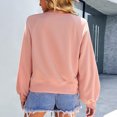 thumbnail image 4 of Sudadera de manga larga para mujer, color sólido, con botones, cuello redondo, informal, color rosa XL, 4 of 8