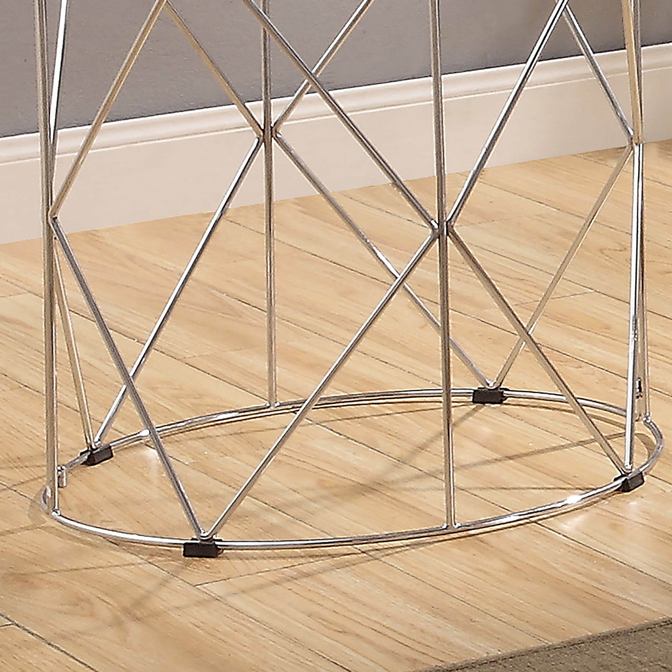 Furniture of America Prowe Glass Top End Table, Chrome