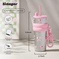 thumbnail image 2 of Sidagar 24 oz Pink Bow Double-Walled Leak-Resistant Lid with Straw Stainless Steel Tumbler, 2 of 7