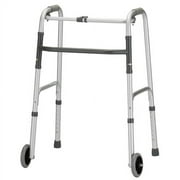 Adult Folding Walker 5 Inch Wheels Single Button Release - Blue - 1 Each / Each - 4080BW5