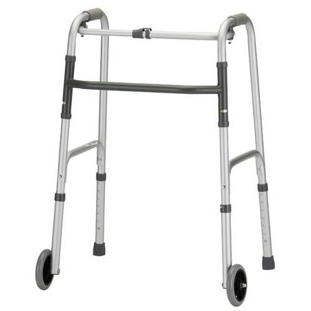 Adult Folding Walker 5 Inch Wheels Single Button Release - Blue - 1 Each / Each - 4080BW5