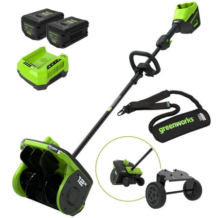 Greenworks 80V 12" Cordless Snow Shovel with Wheels w/(2) 2.5Ah Battery & Charger & Strap