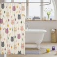 thumbnail image 3 of Manfei Cartoon Cat Shower Curtain 72Wx84L, Spring Leaf Flower Bathroom Shower Curtain, Cream, 3 of 5