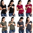 thumbnail image 3 of Qarigey Camiseta de manga corta para mujer, camiseta de lactancia con cuello redondo, ropa de lactancia Prendas para la parte del cuerpo negro S Qarigey AP001969-05, 3 of 6
