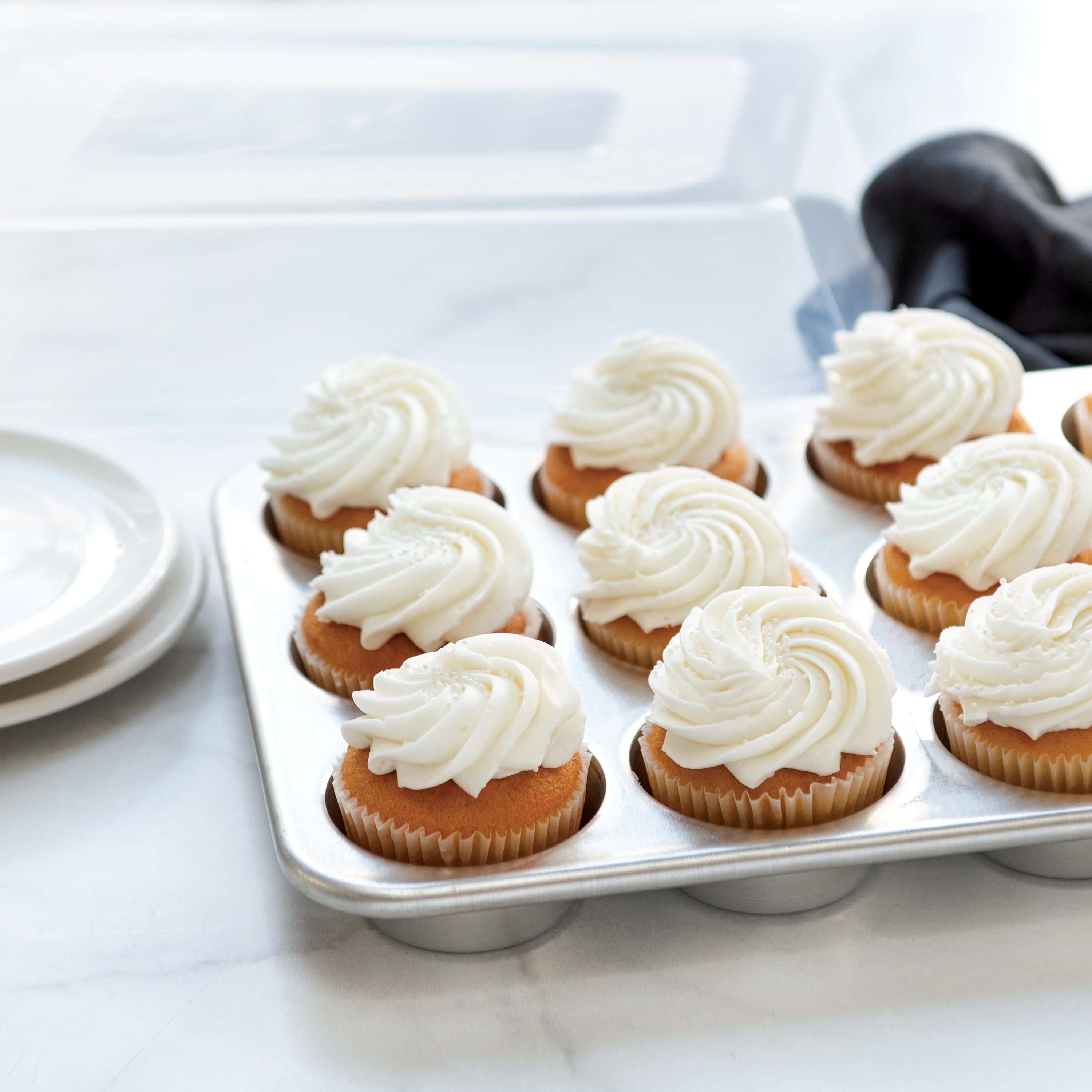 Nordic Ware Natural Aluminum 12 Cavity Muffin Pan with High Dome Lid