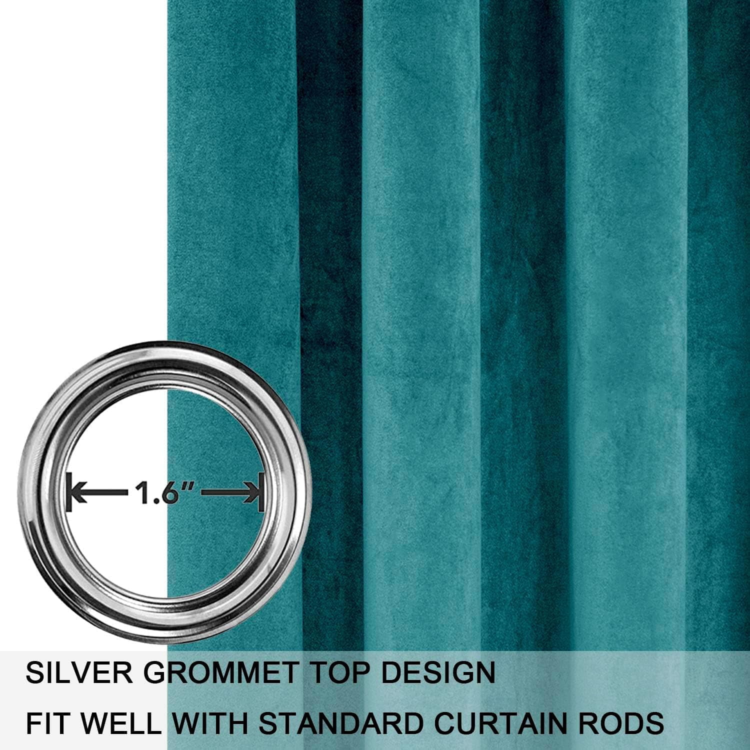 SMILETIME Lake Blue 52 X 120in Velvet Curtains with Grommet, Thermal Insulated Soft Privacy Noise Reducing Light-filtering Velvet Drapes for Living Room, 2 Panels