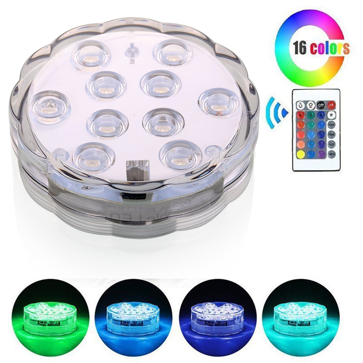 Details about   16PC Swimming Pool Light RGB LED Bulb Remote Control Underwater Submersible Vase 