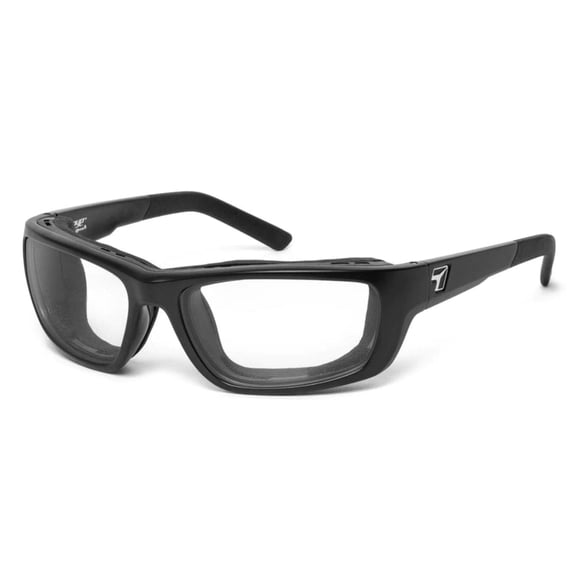 7eye VENTUS Wind-Blocking Padded Motorcycle Riding Sunglasses, UV400, Clear Lenses, Matte Black
