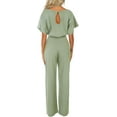 thumbnail image 2 of Womens Loose Short Sleeve Belted Wide Leg Pant Romper Jumpsuit Business Casual One Piece Outfits, 2 of 13