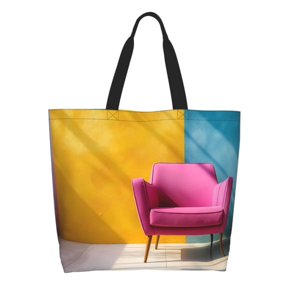 Easygdp Bright Pink Chair Tote Bags for Women,Women Travel Shoulder Bags Handbags，Big Capacity Shopping Work Bag