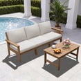 thumbnail image 5 of SERWALL 4-Piece HDPE Outdoor Patio Conversation Set, All-Weather Patio Sofa Furniture Set for Porch & Deck, Brown Frame with Beige Cushions, 5 of 5