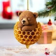 thumbnail image 5 of romoty Honey Bear Hanging Ornament, 3.15" Realistic 3D Effect Acrylic Sleeping Bear in Honeycomb for Nursery Decor, Car Mirror, Nature Themed Gift & Home Accents, 5 of 9