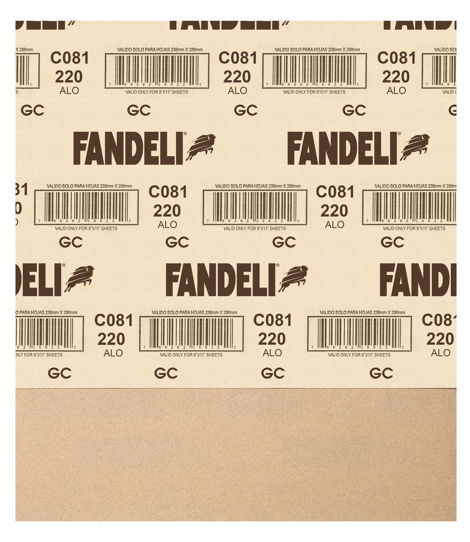 Fandeli 36027 220 Grit Multipurpose Sandpaper Sheets 25-Sheet 9  x 11 