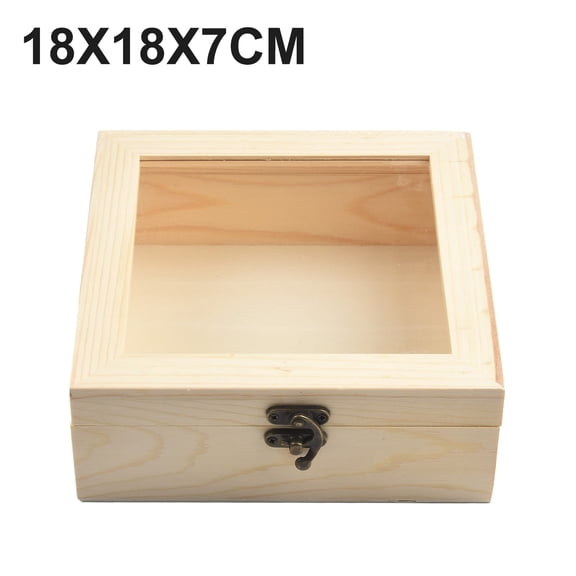 Wooden Square Hinged Storage Boxes Craft Gift Storage Container Dust Jewelry Box
