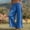 Blue(New), variant on PNTUTB Women's Casual Solid Color Cotton Linen Blend Breathable Elastic Waist Loose Comfortable Pants with Pockets