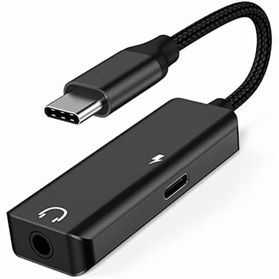 USB c to 3.5mm Headphone and Charger Adapter,2-in-1 USB C PD 3.0 Charging Port to Aux Audio Jack and Fast Charging Dongle Cable Cord Compatible with Samsung Galaxy S22 S21 S20, Google Pixel 4 3 XL
