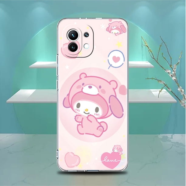 Funda transparente de Hello Kitty Cat para Xiaomi Mi Poco X3, NFC, M3 Pro, F3, F1, 11 Lite, 12, Note 10, 11T, 9T Fivean LED