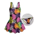 thumbnail image 4 of Uorisanigo Purple Palm Leaves Little Girls One Piece Swimsuits with Skirt Summer Swim Dress Modest Beach Swimwear Summer Vacation, Size 3-4, 4 of 6