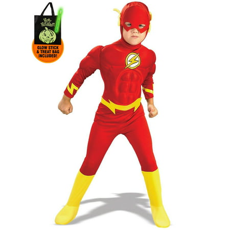 DC Comics The Flash Muscle Chest Deluxe Toddler/Child Costume Treat Safety Kit