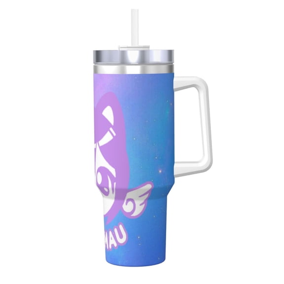 Aphmau 40 OZ Ice Bully Cup with Handle Straw, Double Wall Stainless Steel Tumbler Travel Coffee Cup with Lid, Insulation and Cooling Cup for Birthday Present