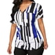 thumbnail image 1 of Qarigey Camiseta de mujer con cuello en V y rayas en la parte de manga corta con cremallera blusa delgada Prendas para la parte del cuerpo Azul 3XL, 1 of 4