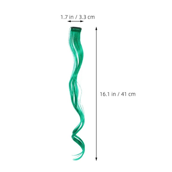 LEXSOMEO 10 pcs Green Colored Hair Extensions Women Hairpiece Decorative Hair Extensions Girl Hair Extensions with Hair Clips (Curly)