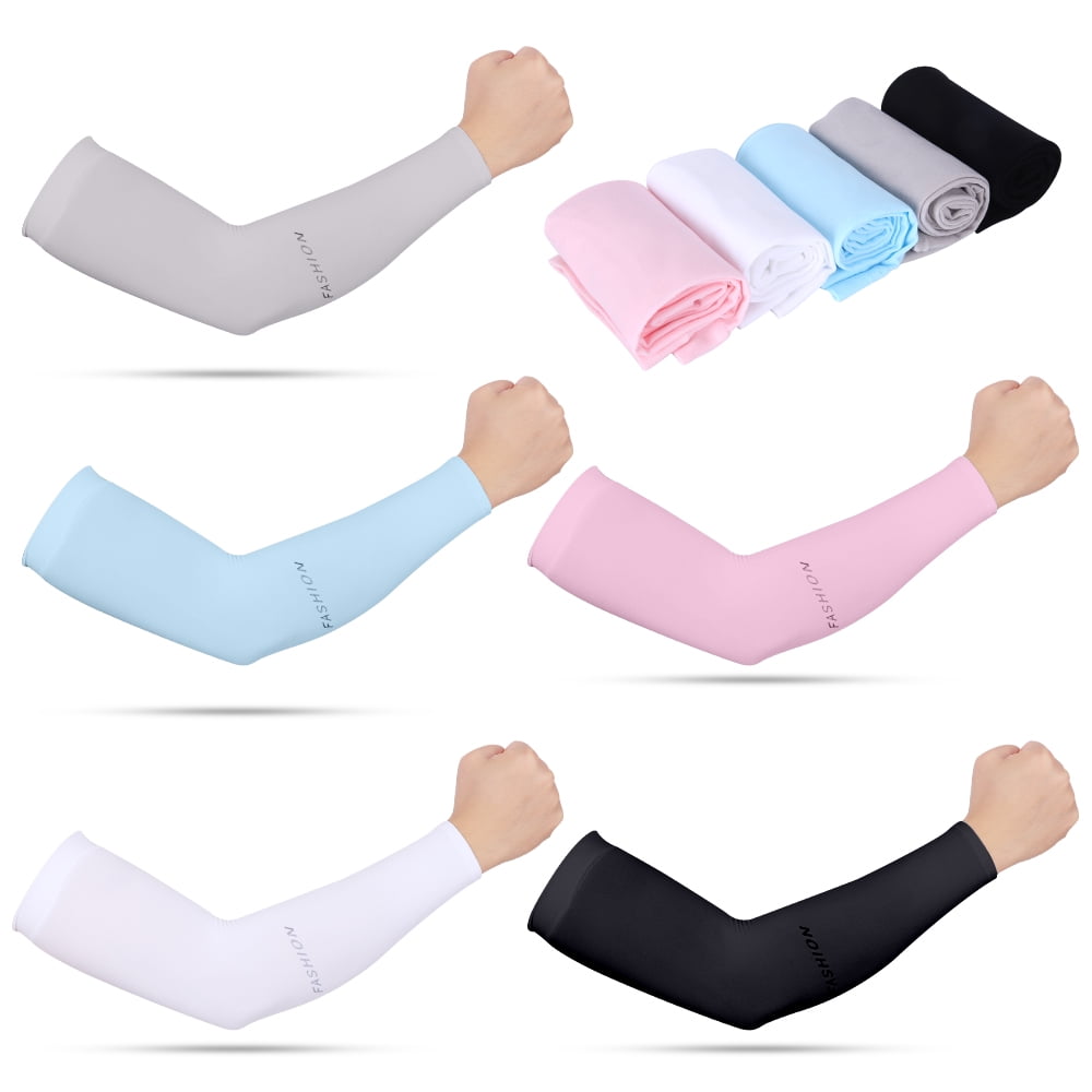5 Pairs Cooling Arm Sleeves Cover UV Sun Protection Sports Outdoor For Men Women 