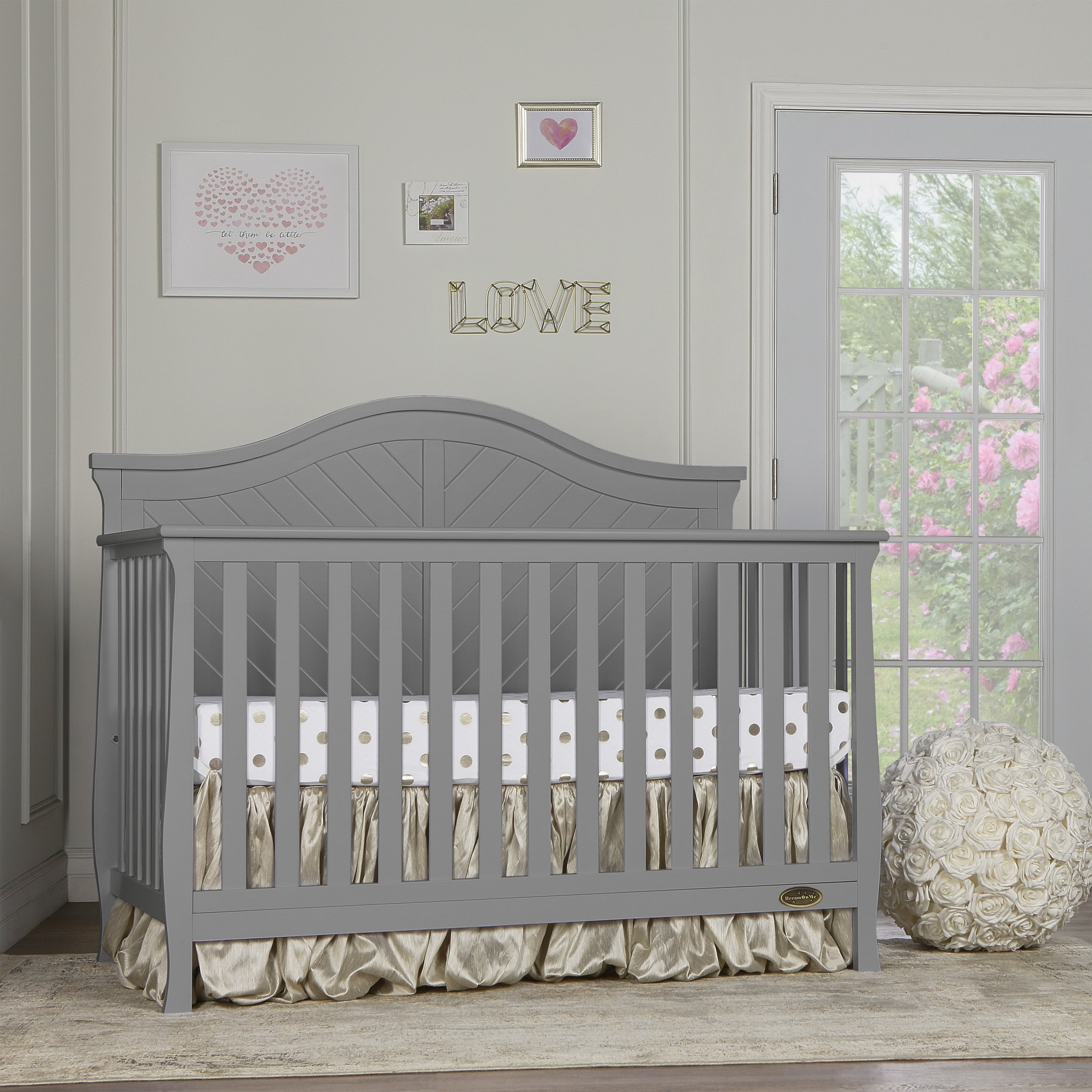 Dream On Me Kaylin 5-in-1 Convertible Crib, Storm Grey