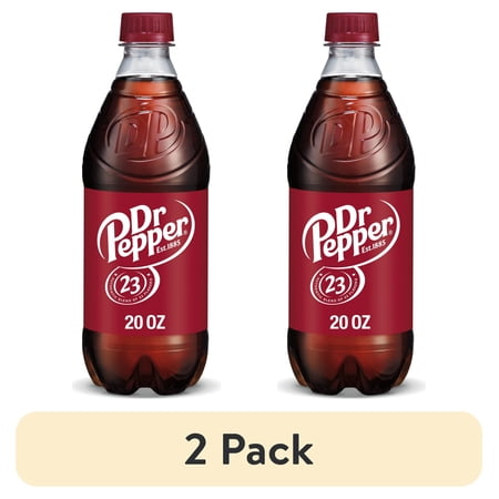 (2 pack) Dr Pepper Soda Pop, 20 fl oz, Bottle