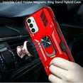 thumbnail image 6 of For Motorola Moto G Stylus 5G 2024 Invisible Wallet Credit Card Holder with Ring Stand Kickstand Heavy Duty Slim Shockproof Hybrid Phone Case Cover by Xpression - Red, 6 of 9