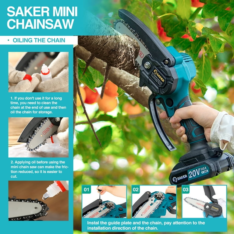 Saker Mini Chainsaw,Portable Electric Cordless Chainsaw,Battery  Powered,Small Power Handheld Chain Saws Pruning Shears for Tree  Branches,Courtyard and Garden(2PCS 20VBatteries&3 PCS Chains Blue) - Yahoo  Shopping