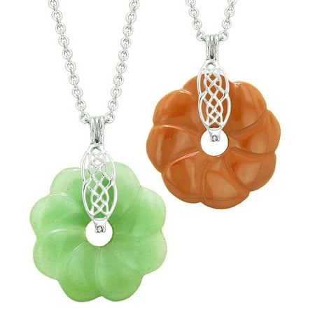 Yin Yang Celtic Shield Knot Flower Amulets Love Couples or Best Friends Green Quartz Red Jasper