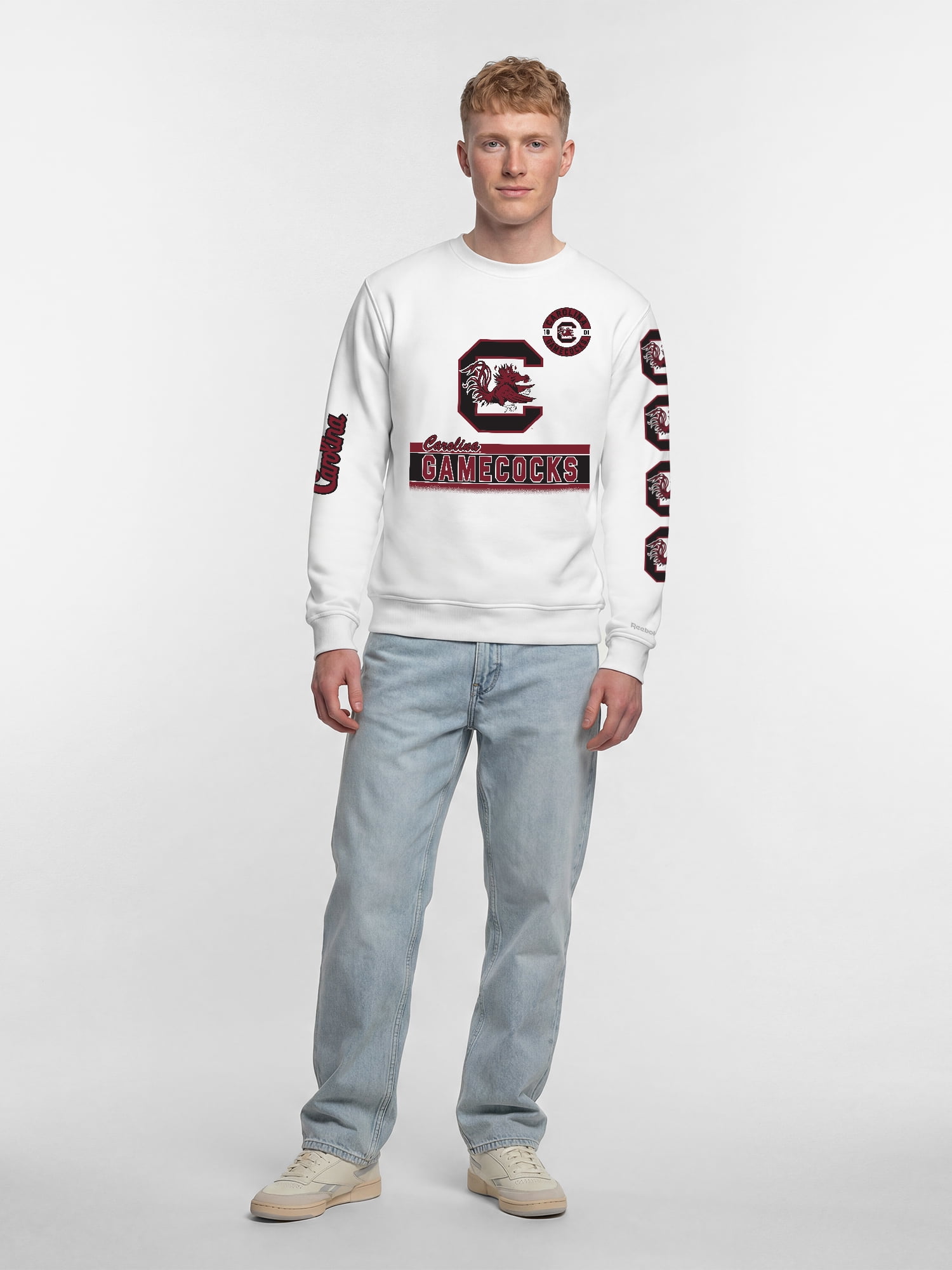 South Carolina Gamecocks Reebok Mens White Crew Sweatshirt