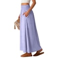 thumbnail image 6 of Womens Eyelet Boho Maxi Skirt Elastic High Waist Flowy Tiered A-Line Long Skirts Solid Casual Ruffle Skirt Flowy Flared Ruffle Skirts Beach Vacation Going Out Outfit, 6 of 7