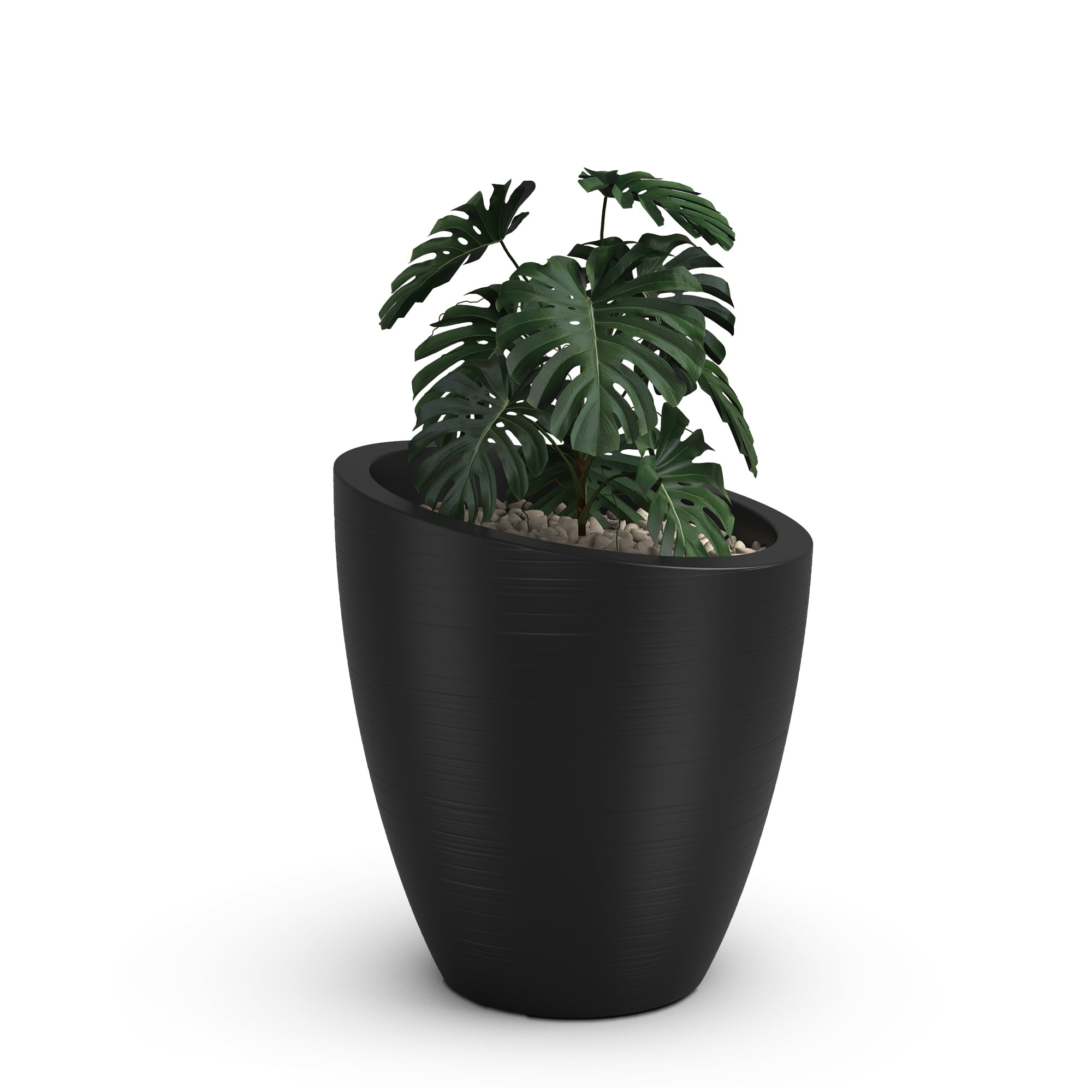 Mayne Modesto 30" x 30" x 34" Round Black Plastic Planter