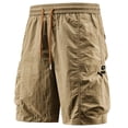 thumbnail image 4 of Beach Shorts for Men Summer Casual Elastic Waist Straight Leg Loose Fit Knee Length Cargo Shorts with Pockets, 4 of 6