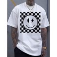 thumbnail image 1 of Pattern printed men's cotton round neck short sleeved sports T-shirt, fashionable street style T-shirt, casual and comfortable transparent, 1 of 6