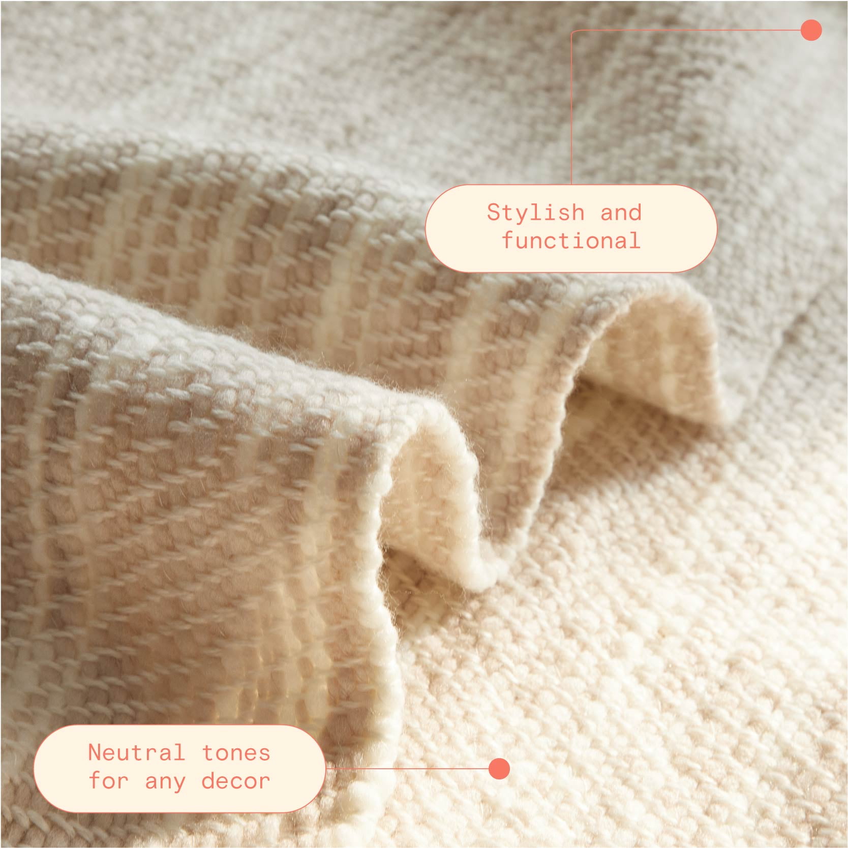 Beautiful Neutral Woven Throw by Drew Barrymore, 50" x 60"