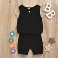 thumbnail image 4 of Vedolay 2 Piece Sets For Girl Toddler Girl Sleeveless Tops Plaid Button Summer Shorts Set Clothes Outfits,Black 6-12 Months, 4 of 5