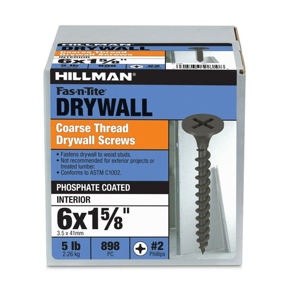 Hillman Fasteners No. 6 x 1-5/8 in. Coarse Thread Phillips Drywall Screws, 5 lb Box