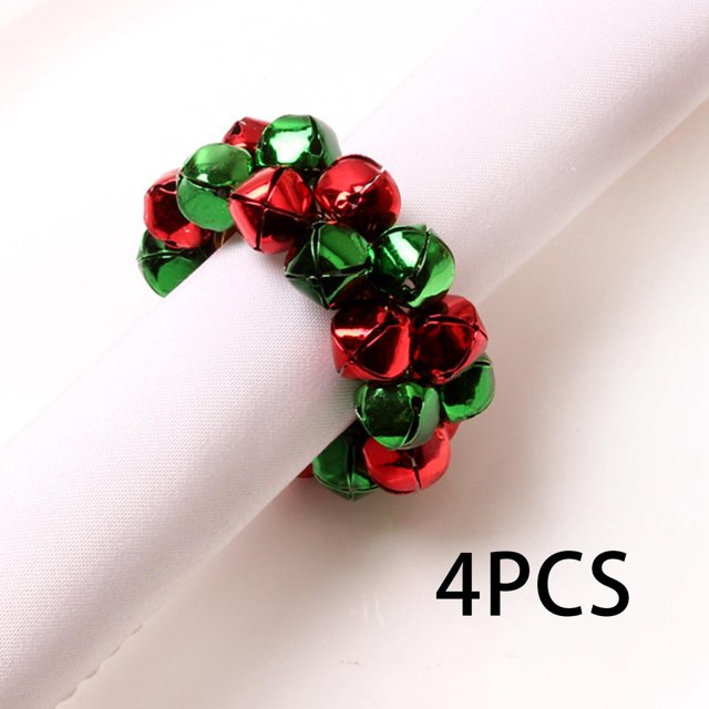 Servilleteros de Navidad Perfecl 4 Uds Hebilla de Servilleta Rojo Verde