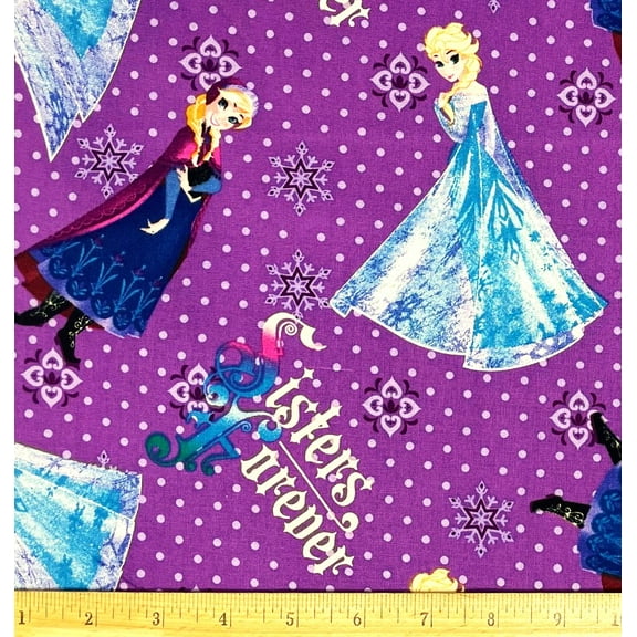 1 Yard - Disney Frozen Princess Elsa & Anna Sisters Forever on Lavender Cotton Fabric (Great for Quilting, Sewing, Craft Projects, Throw Pillows & More) 1 Yard X 44" Wide