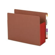 Redrope Drop-Front End Tab File Pockets w/ Fully Lined Colored Gussets 5.25" Expansion, Letter Size, Redrope/Red, 10/Box