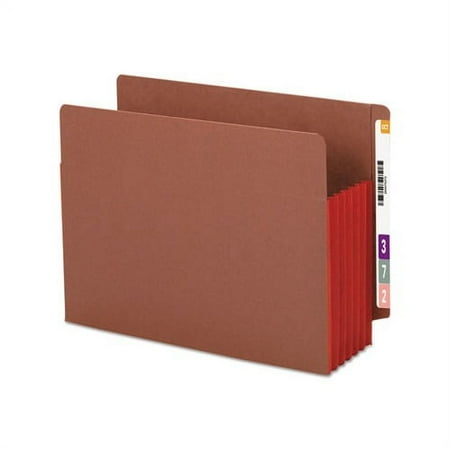 Redrope Drop-Front End Tab File Pockets w/ Fully Lined Colored Gussets 5.25" Expansion, Letter Size, Redrope/Red, 10/Box