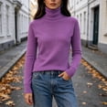 thumbnail image 4 of Kaemgyyd Women's Turtleneck Sweaters Fall Fitted Long Sleeve Basic Tops Fashion Knitted Layering Outfit（Purple,X-Large）, 4 of 7