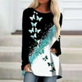 thumbnail image 2 of Jersey informal de manga larga con estampado de mariposa y cuello redondo para mujer Pompotops gfhjh15324, 2 of 5