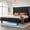 Black, variant on Full Size Bed Frame with Headboard,Pu Leather Upholstered Bed with LED Light & Charging Station,Modern Diamond Tufted Design,No Box Spring Needed,Noise-Free,Easy Assembly Black