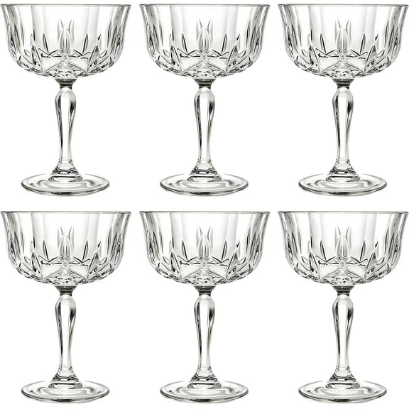 Barski Champagne Glasses - Flute - Saucer - Belle Coupe - Set of 6 Glasses - Glass - Beautifully Designed - Each Glass is 8.25 oz Made in Europe