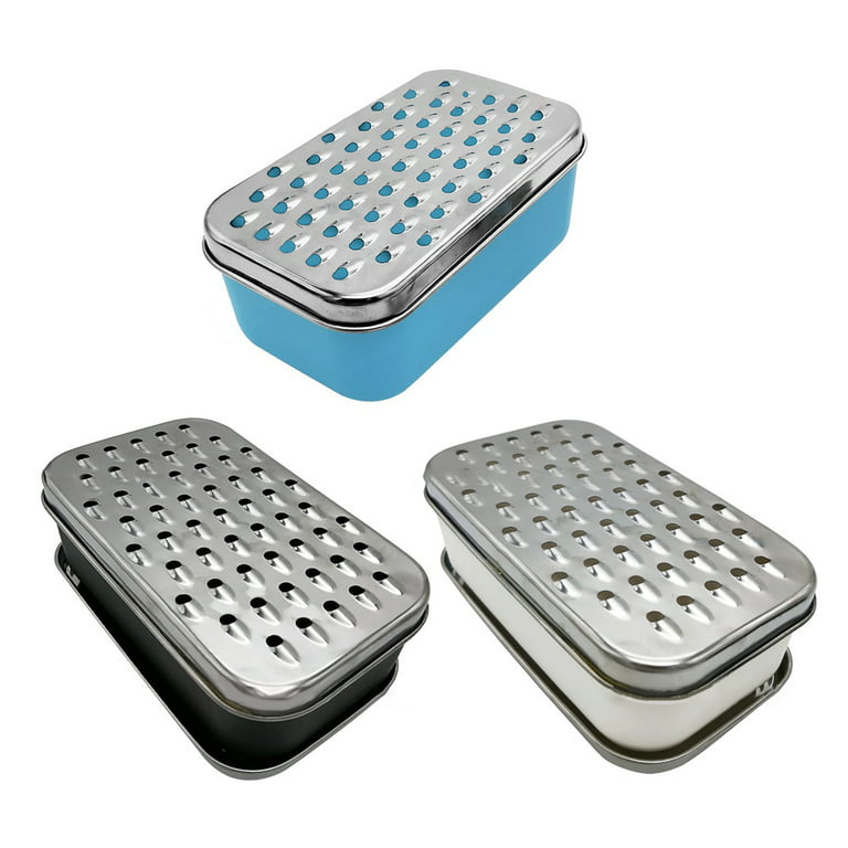 Cheese Grater with Food Saver Container 2 in 1 Fruit Vegetable Chopper  Stainless Steel Rectangle Box and Graters